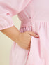 Janasya Women's Plus Size Pink Pure Cotton Solid Tiered Dress